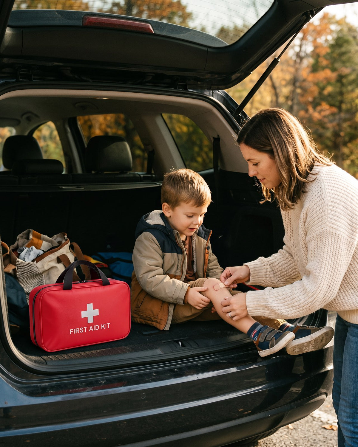 First aid kit stored in the trunk