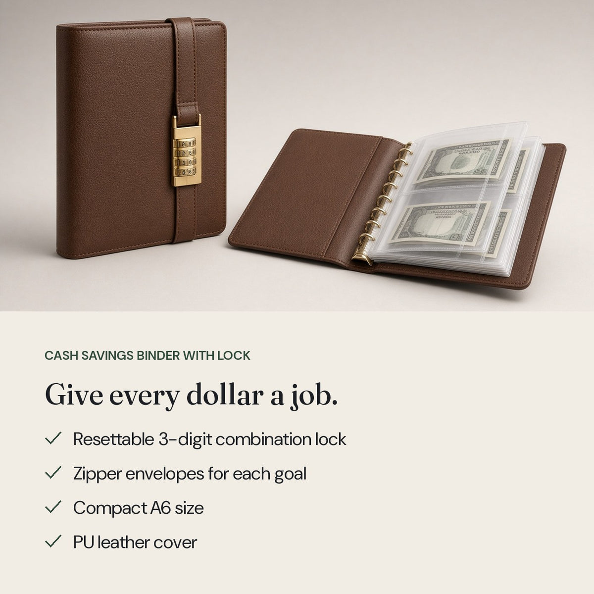 Cash Savings Binder with Lock