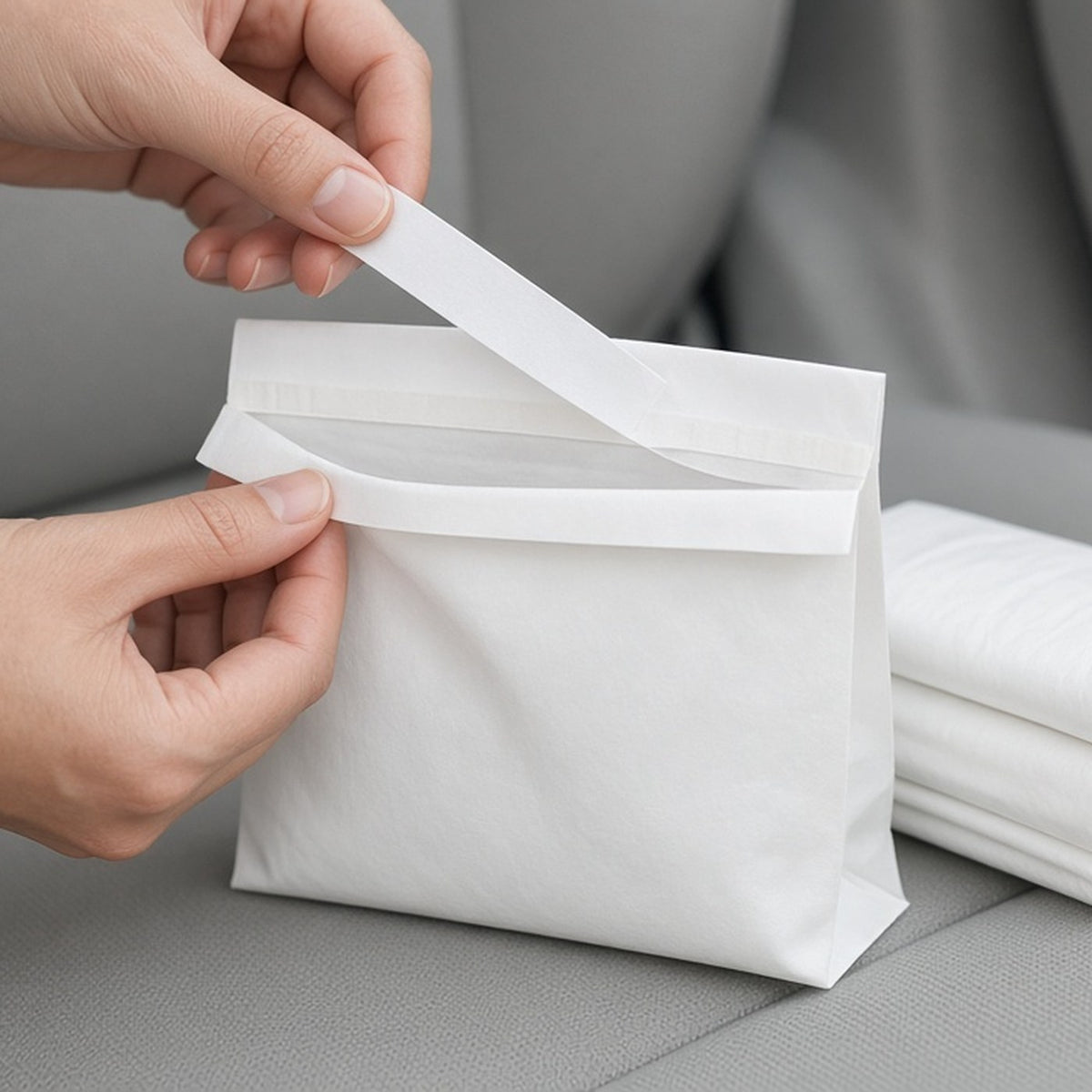 Stick-On Car Trash Bags in use