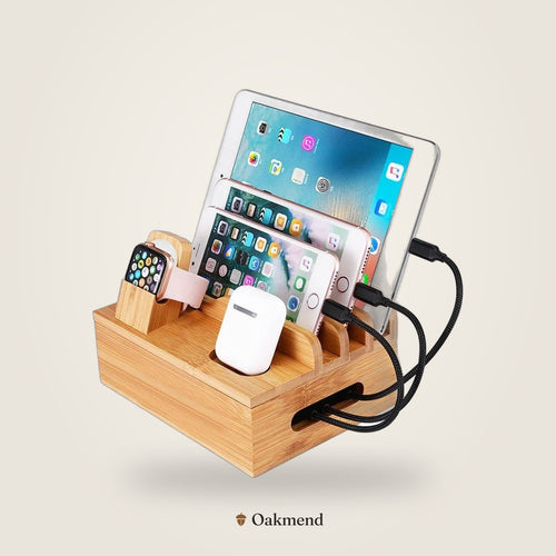 Bamboo Charging Station & Desk Organizer