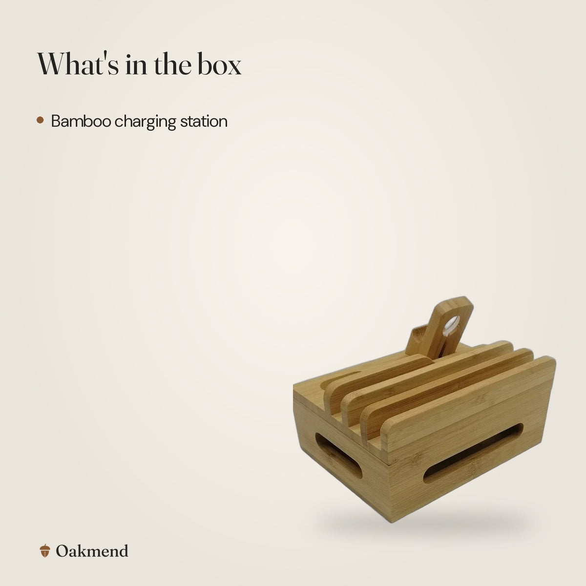 What's in the box: Bamboo Charging Station & Desk Organizer