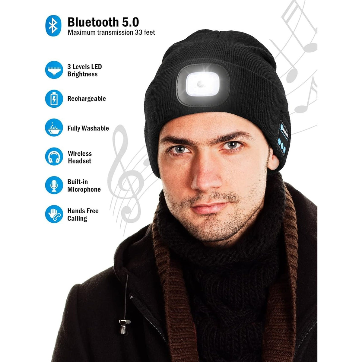 Bluetooth LED Beanie in use
