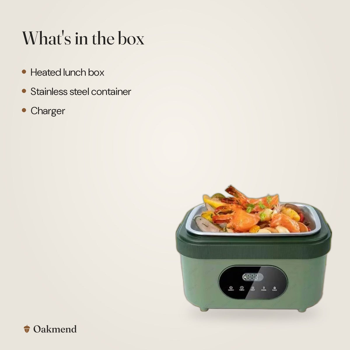 What's in the box: Cordless Heated Lunch Box (1.5L)