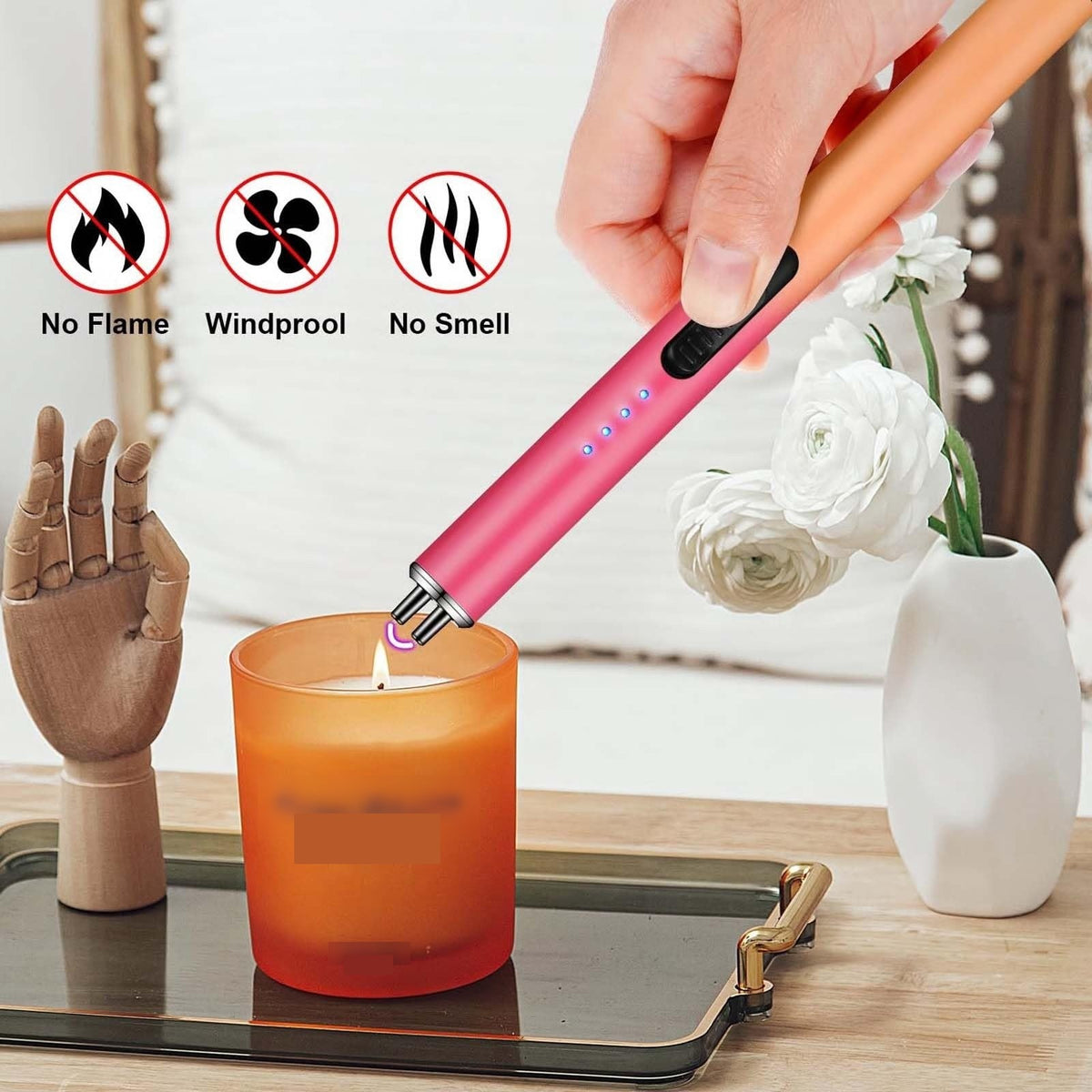 Rechargeable Electric Candle Lighter in use