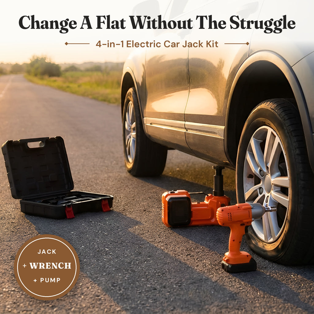 4-in-1 Electric Car Jack Kit with Impact Wrench & Inflator