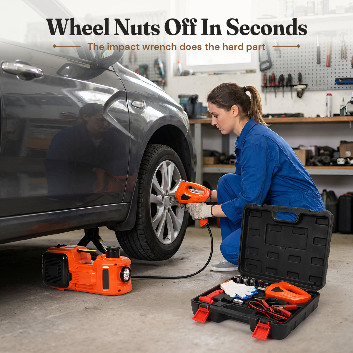 4-in-1 Electric Car Jack Kit with Impact Wrench & Inflator - photo 2