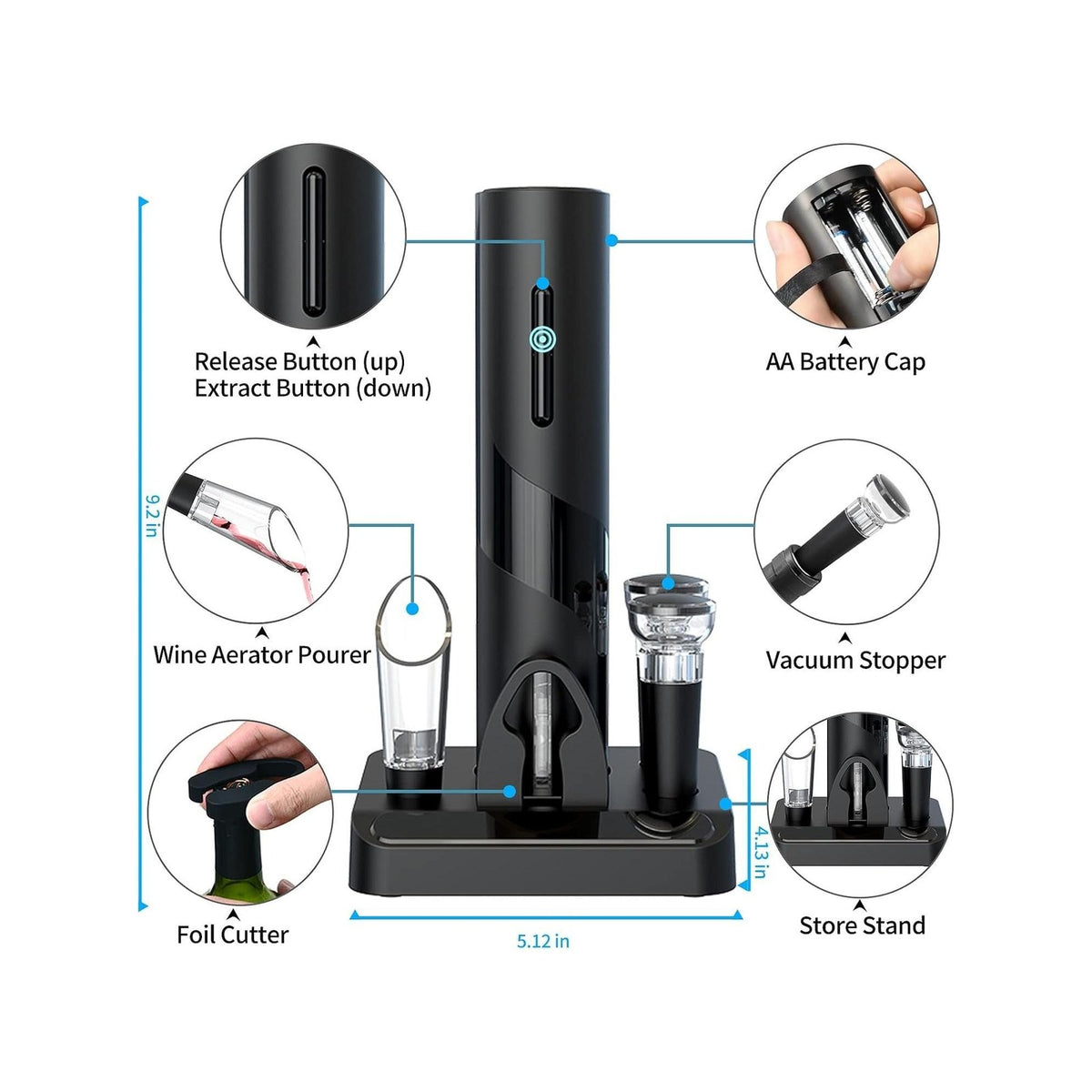 Electric Wine Opener Gift Set (4-in-1) in use