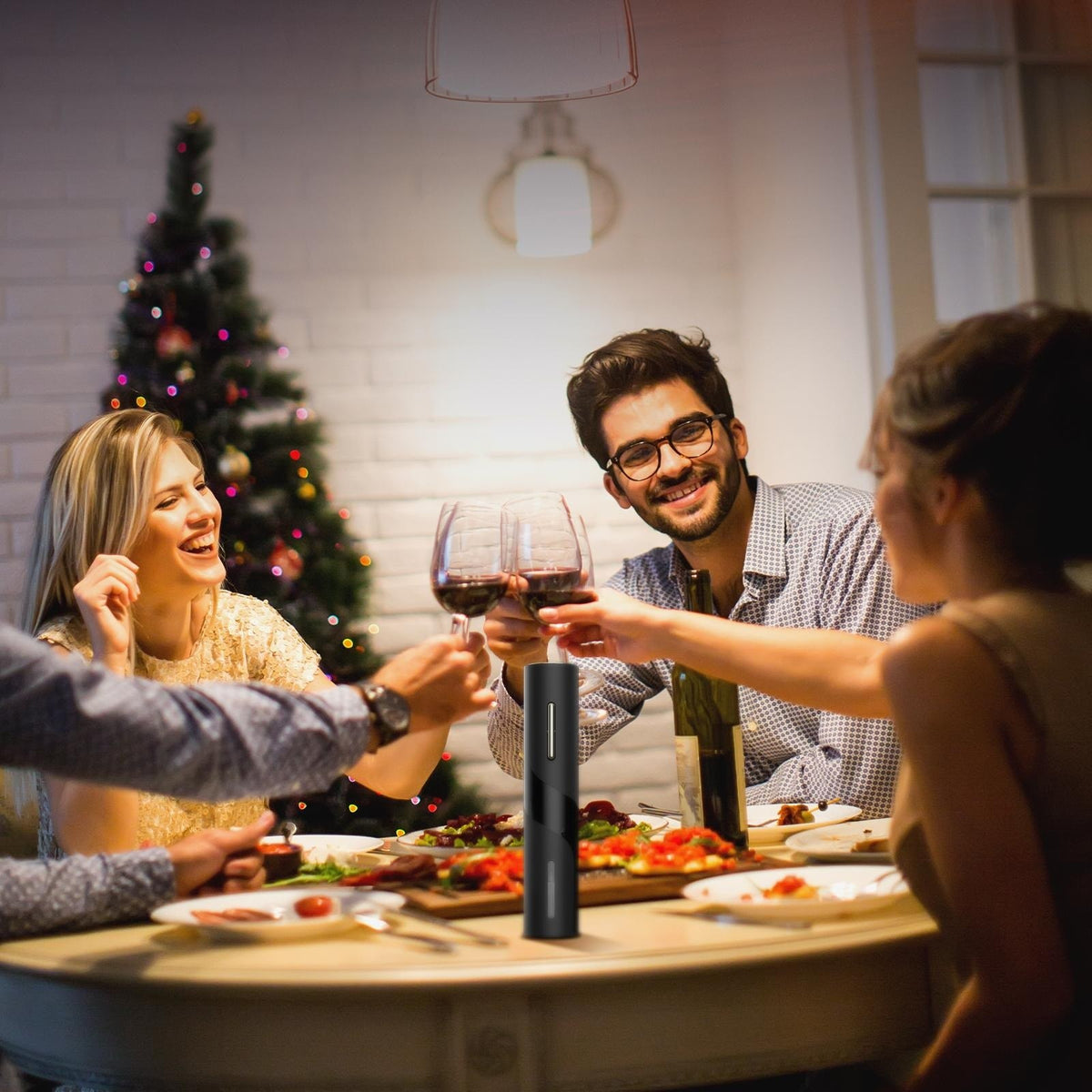 Electric Wine Opener Gift Set (4-in-1) in use