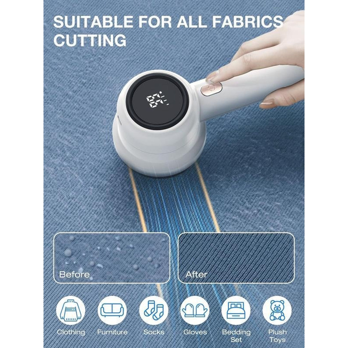 Rechargeable Fabric Shaver in use