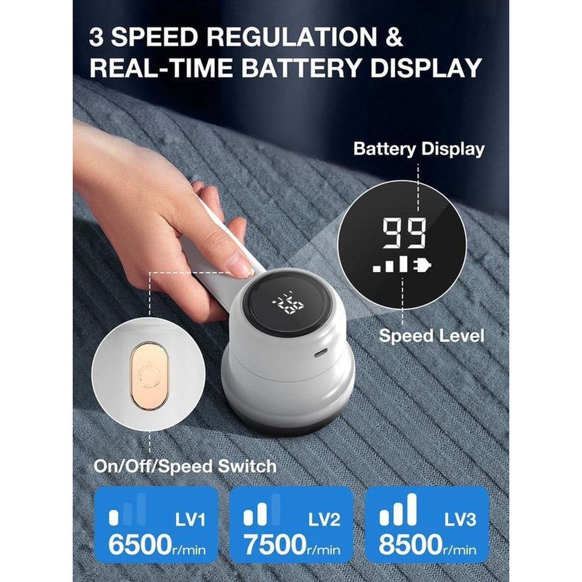 Rechargeable Fabric Shaver close-up