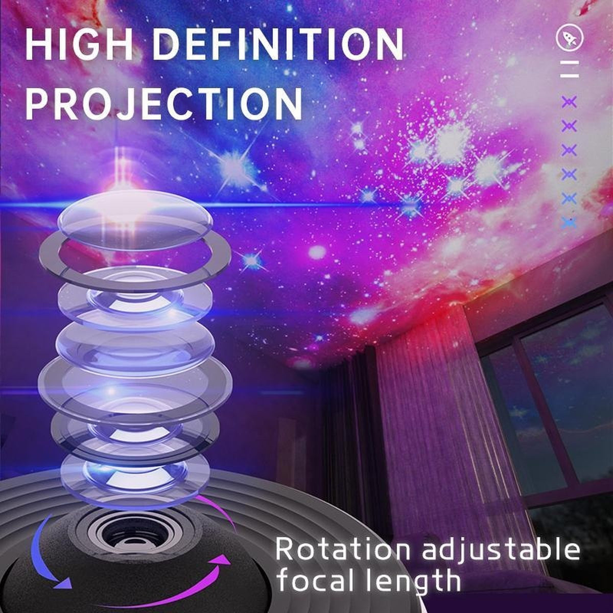 Galaxy Star Projector with White Noise details