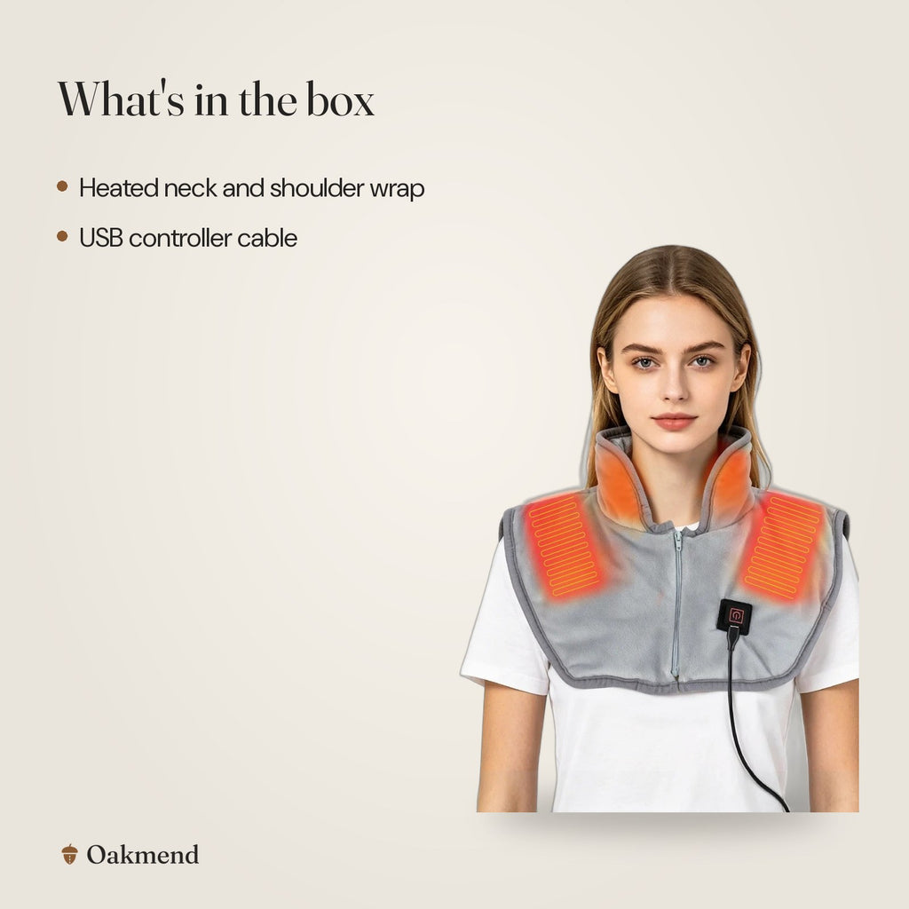 What's in the box: USB Heated Neck & Shoulder Wrap