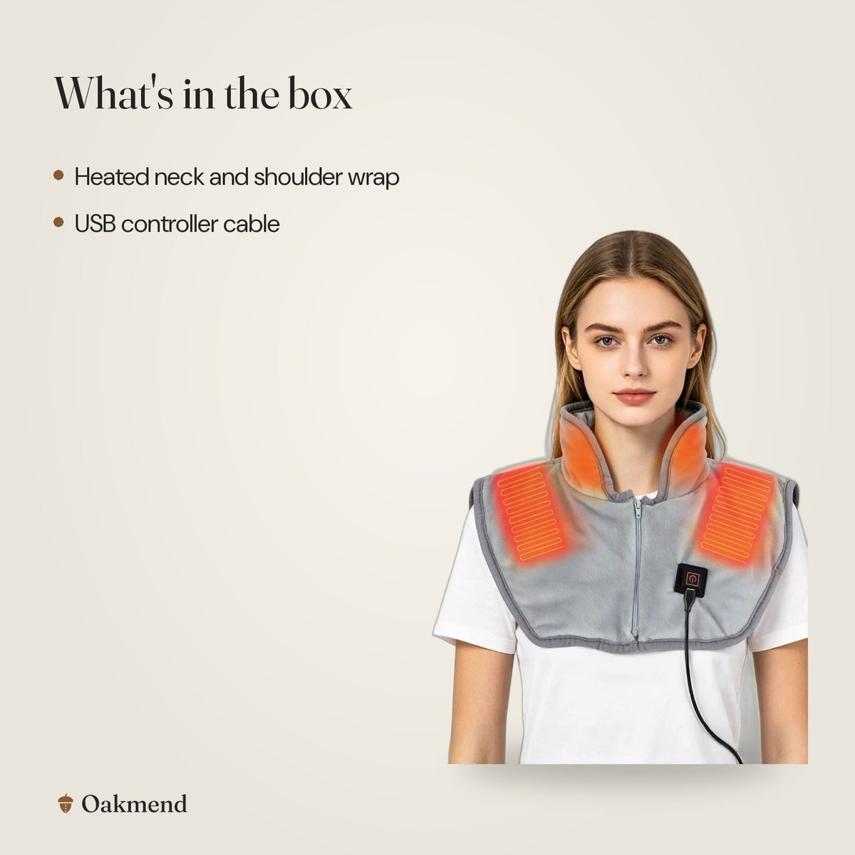 What's in the box: USB Heated Neck & Shoulder Wrap