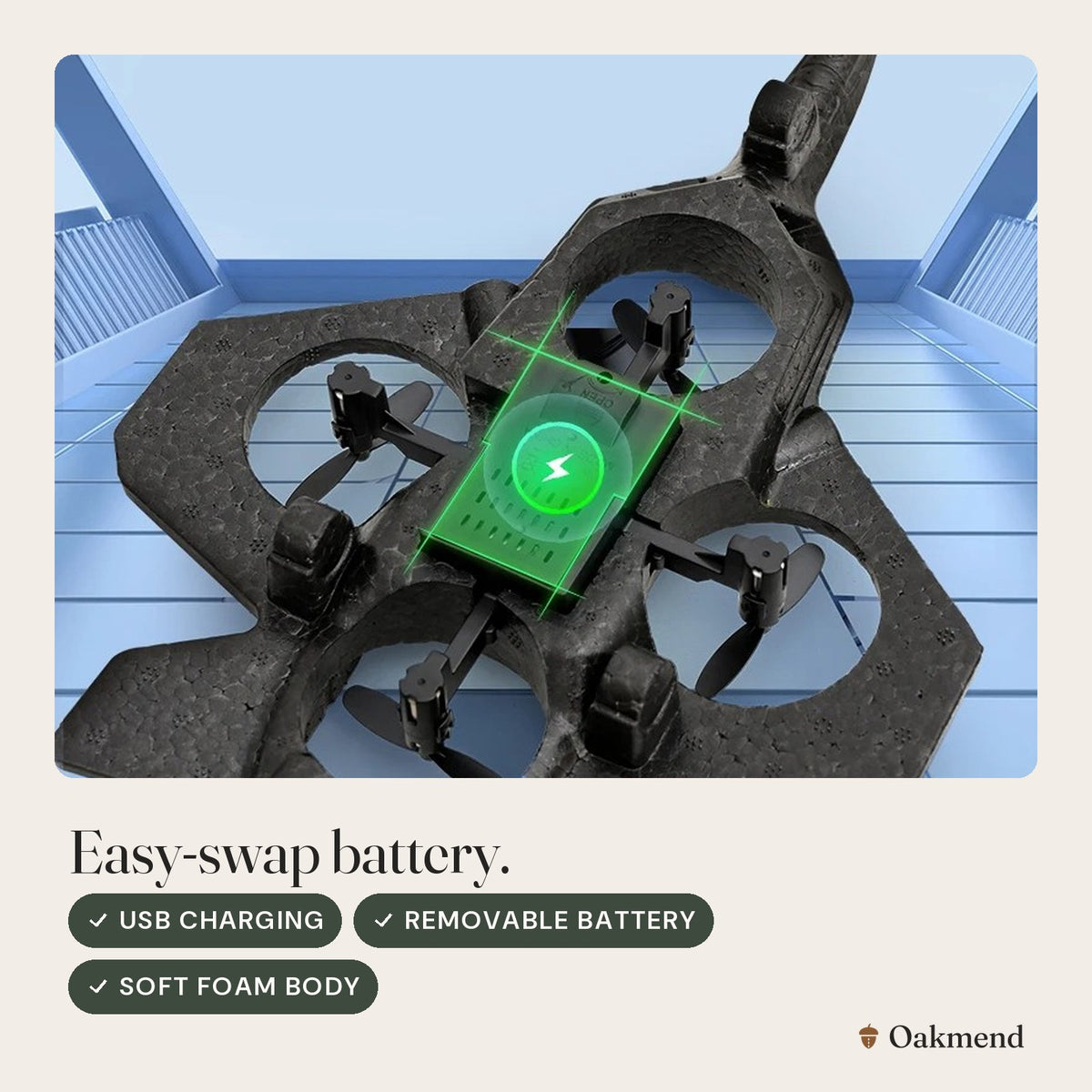 Easy-swap battery.