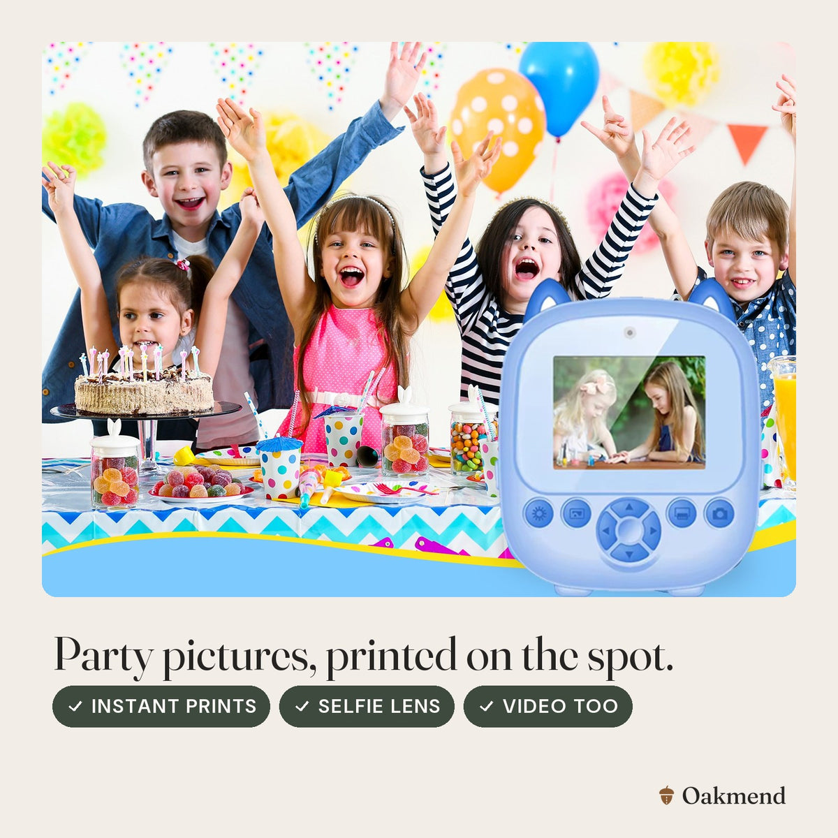 Party pictures, printed on the spot.