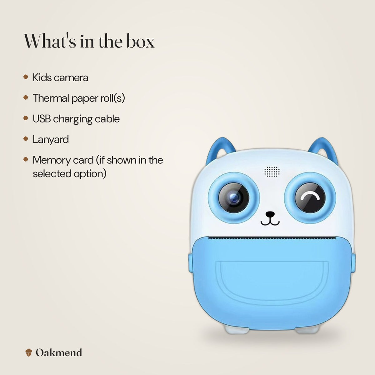 What's in the box: Kids Instant Print Camera