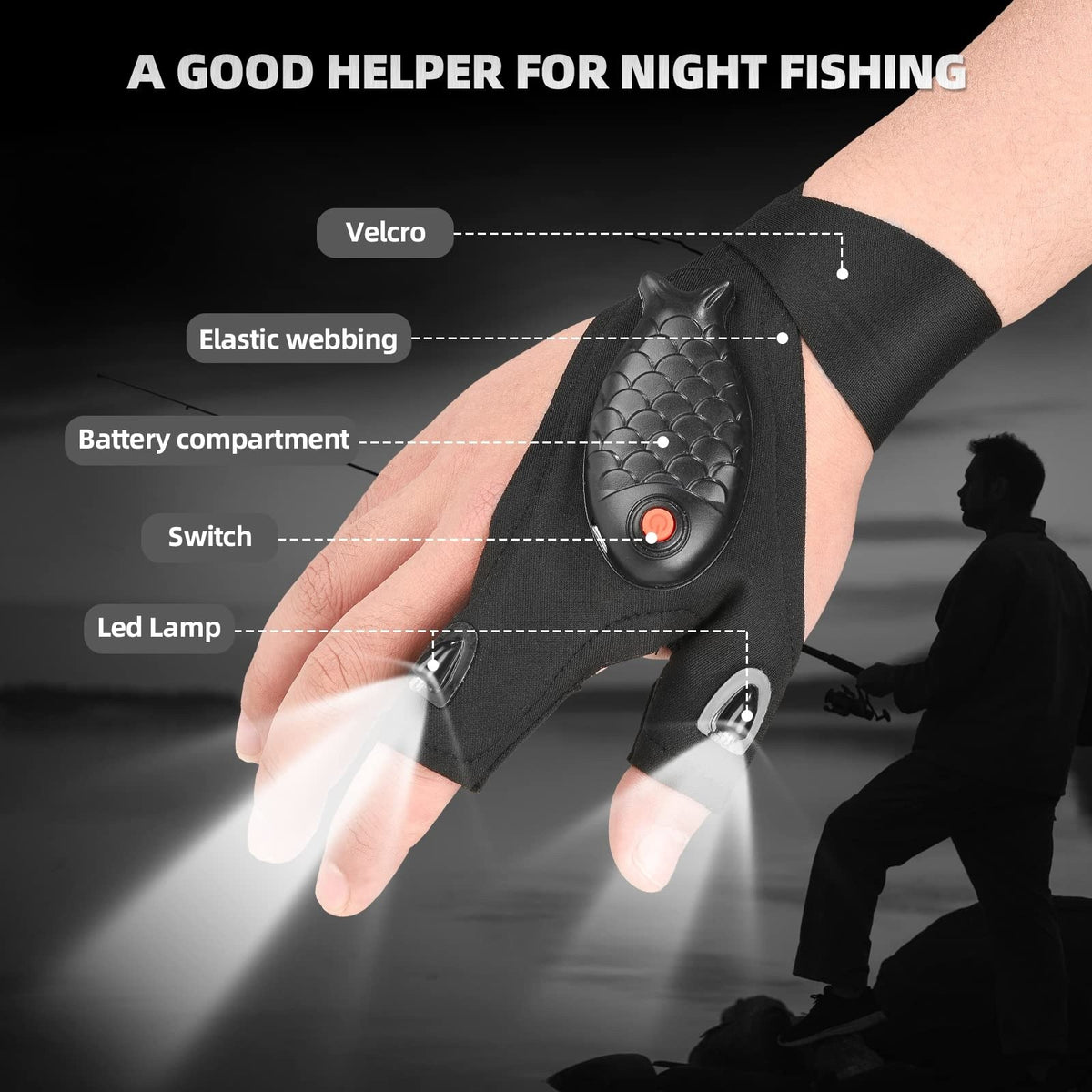 LED Flashlight Gloves in use