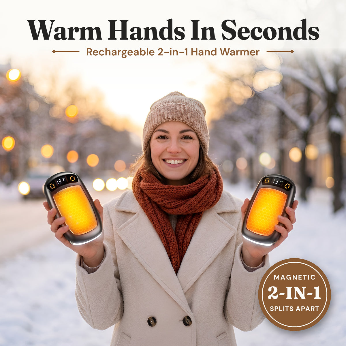 Magnetic Rechargeable Hand Warmer (2-in-1)