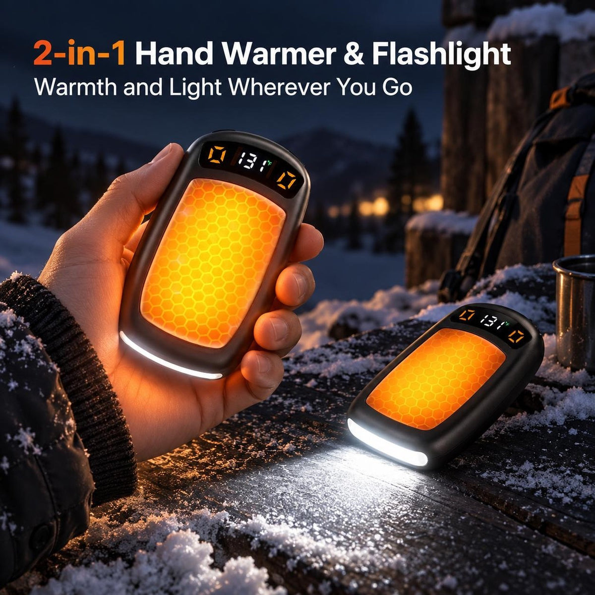 Magnetic Rechargeable Hand Warmer (2-in-1) in use