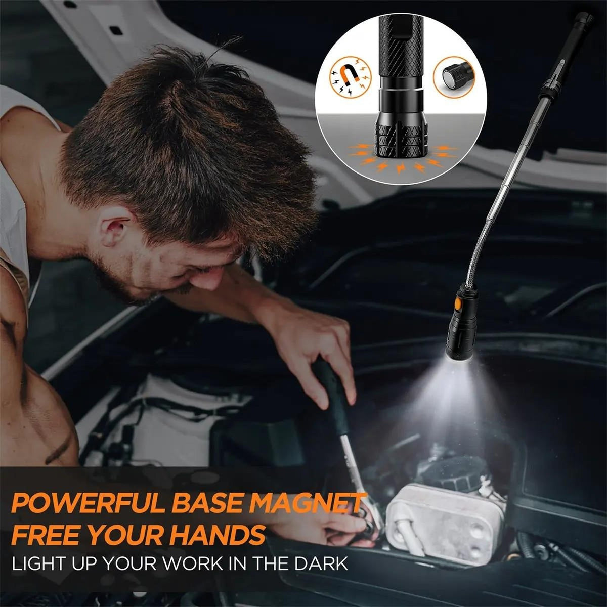 Telescoping Magnetic Pickup Tool with LED details