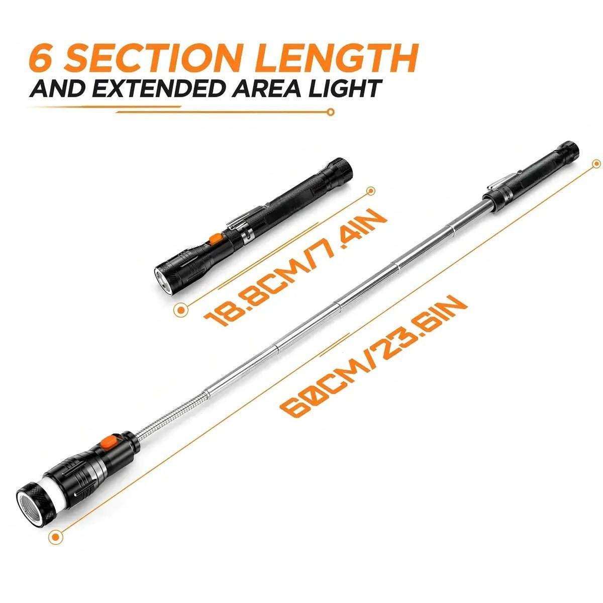 Telescoping Magnetic Pickup Tool with LED close-up