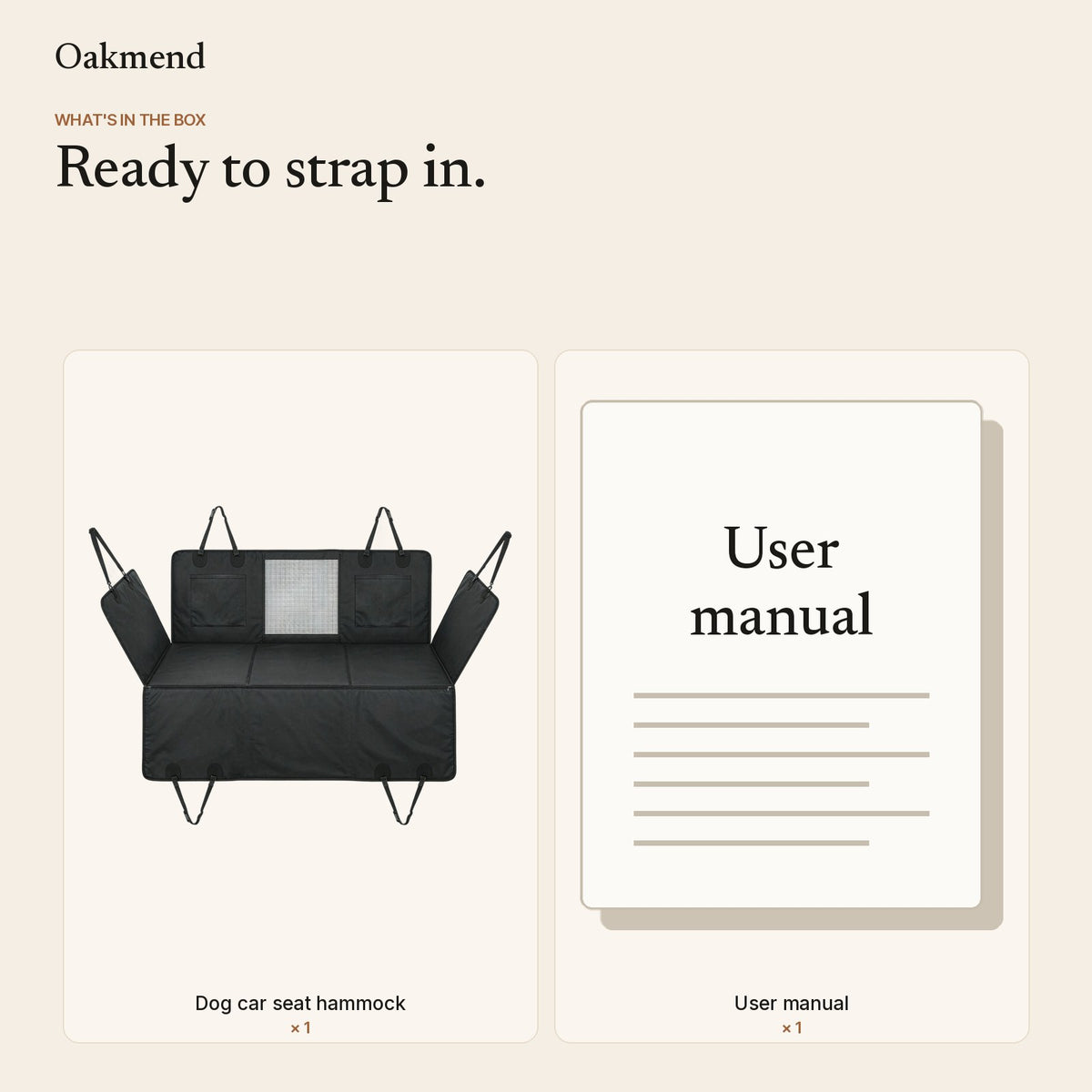 What is in the box: dog car seat hammock and user manual