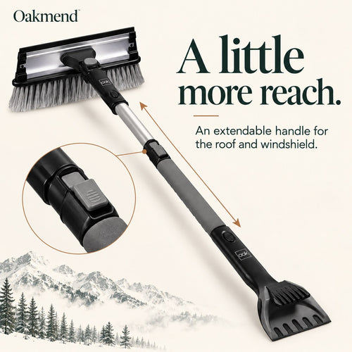 Extendable aluminum handle with foam grip and push-button lock