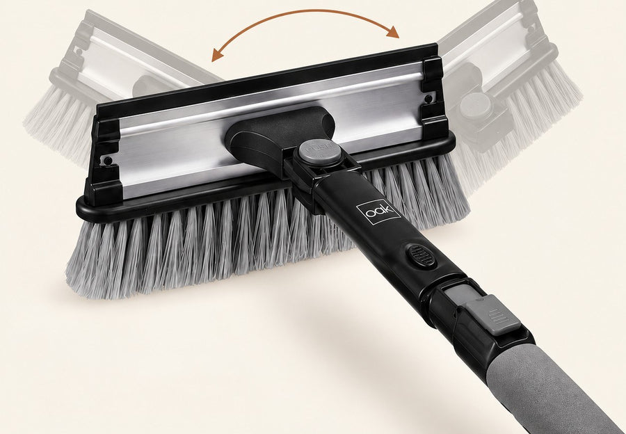 Pivoting brush head adjusts to the surface