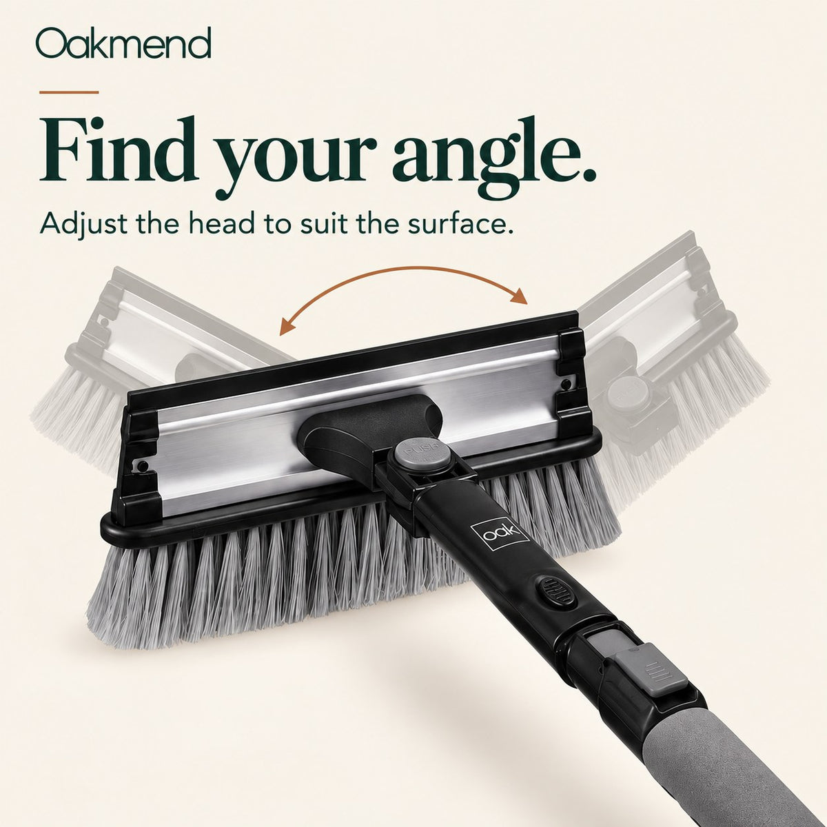 Pivoting brush head adjusts to the surface
