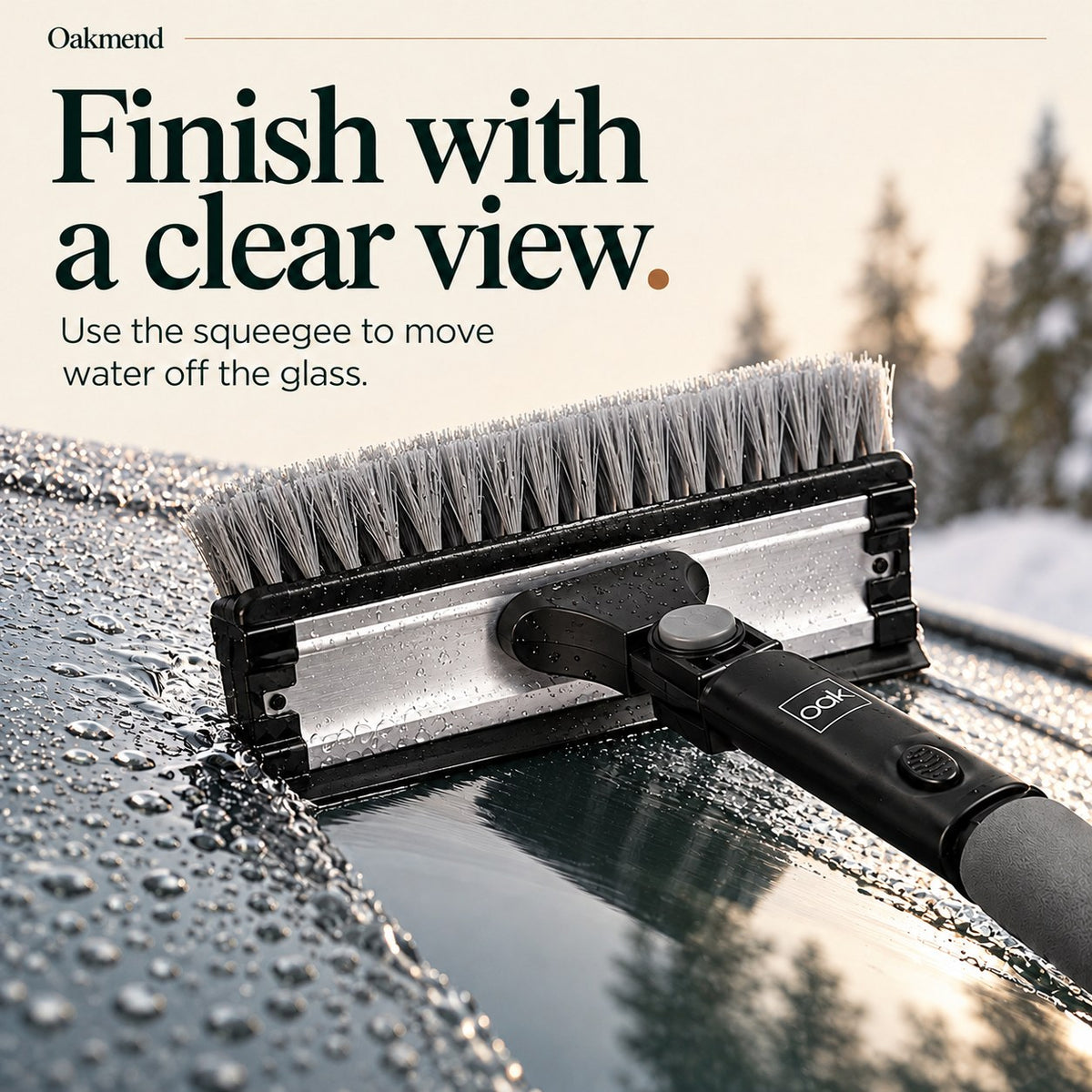 Squeegee side moving water off a windshield