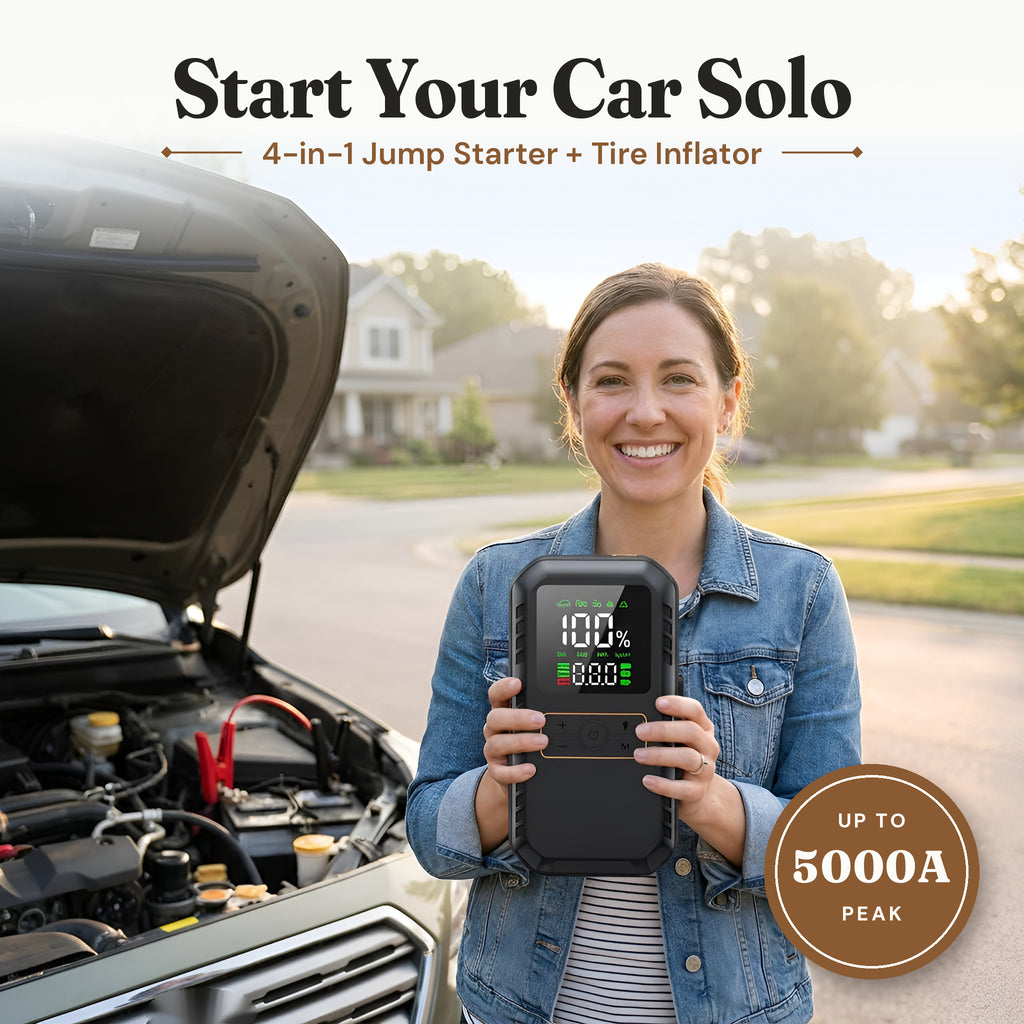 4-in-1 Portable Jump Starter & Tire Inflator