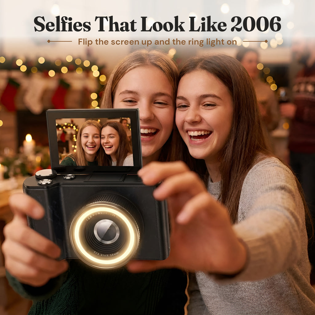 4K Digital Camera with Flip Screen & Ring Light - photo 2