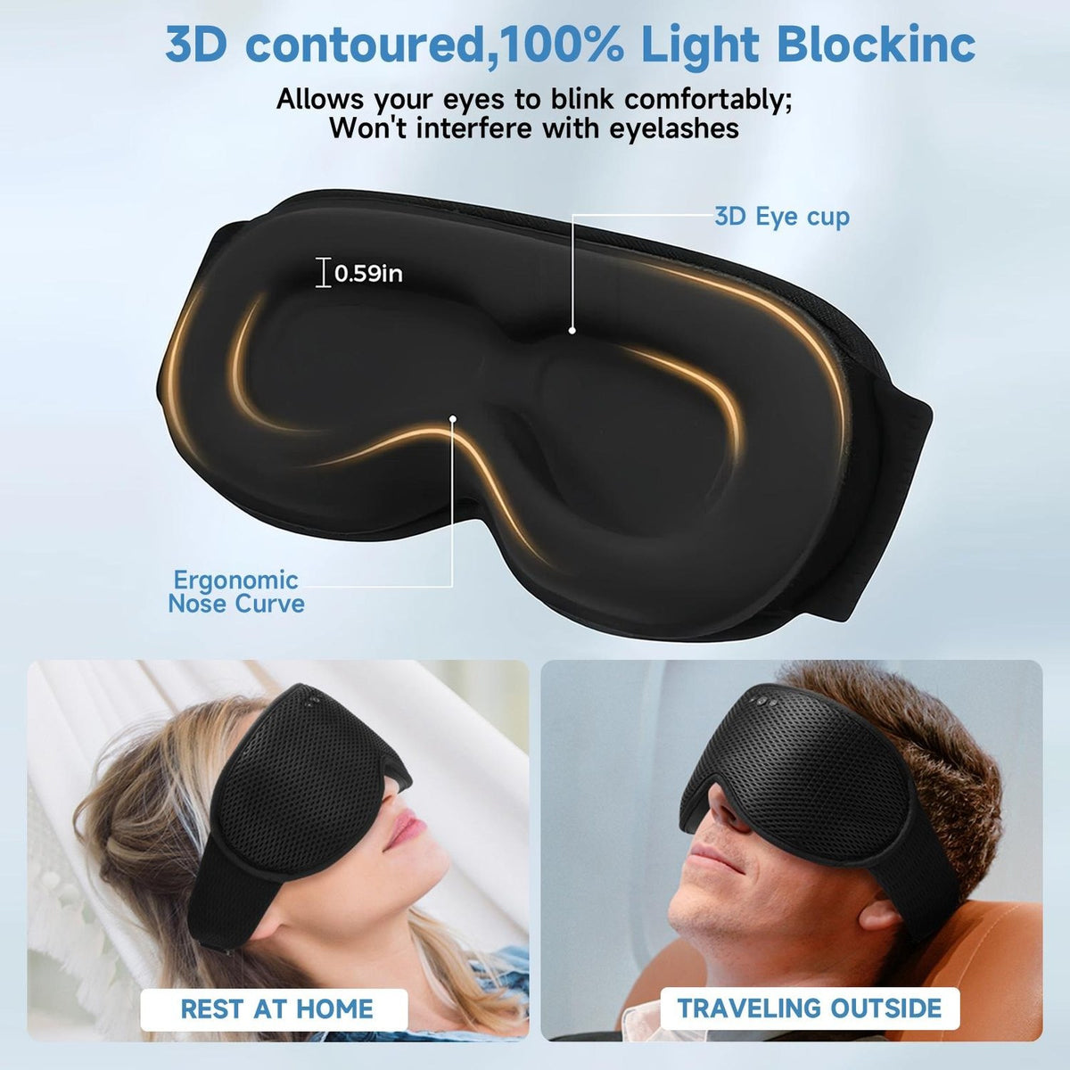 Bluetooth Sleep Headphones Eye Mask in use