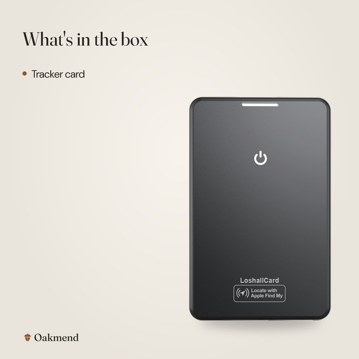 What's in the box: Slim Wallet Tracker Card