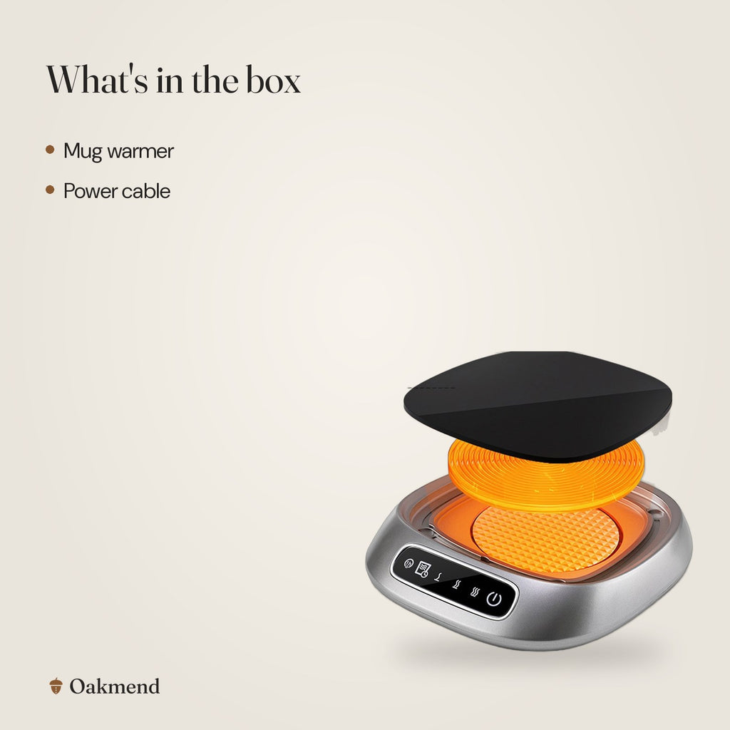 What's in the box: Smart Mug Warmer with Auto Shut-Off