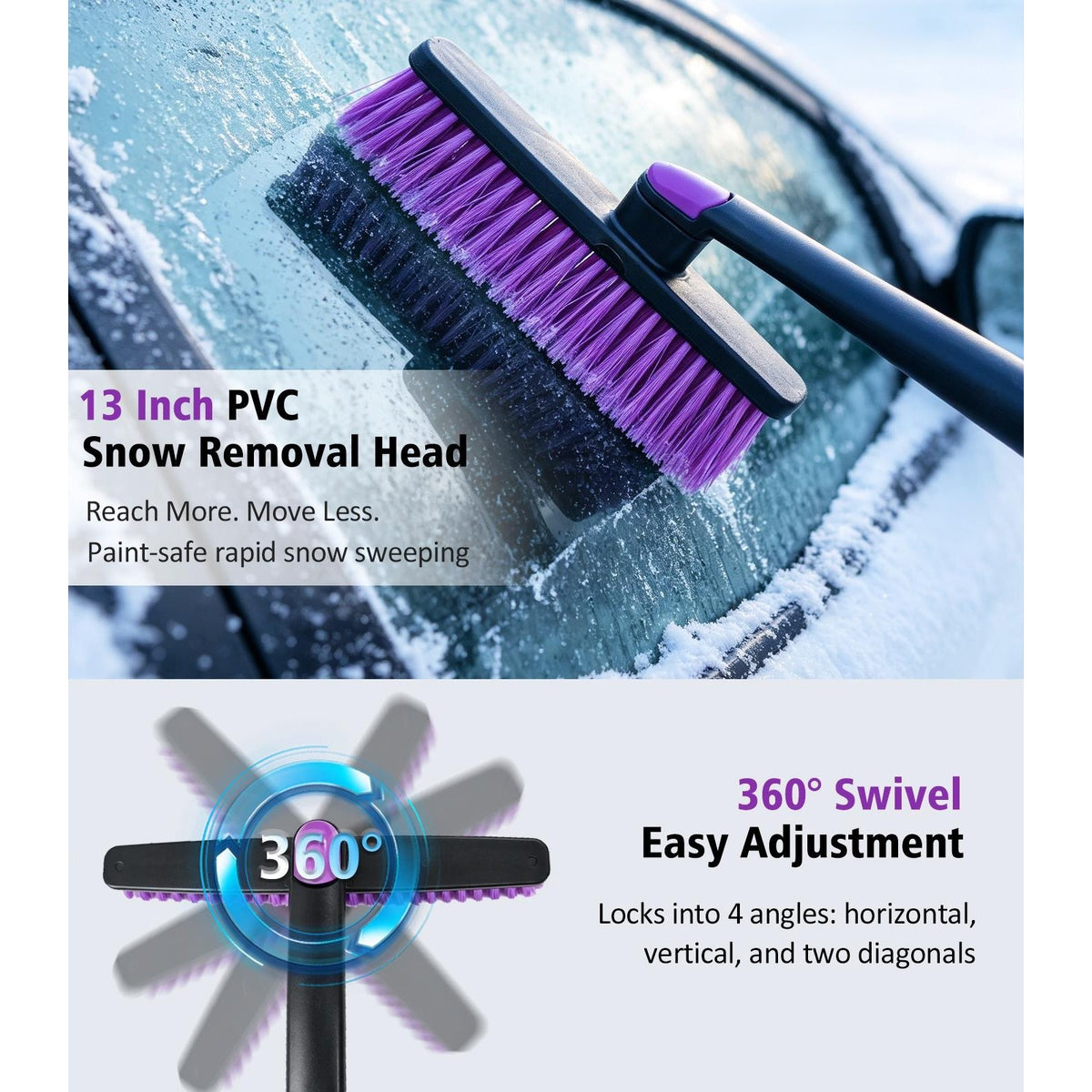Extendable Snow Brush & Ice Scraper in use