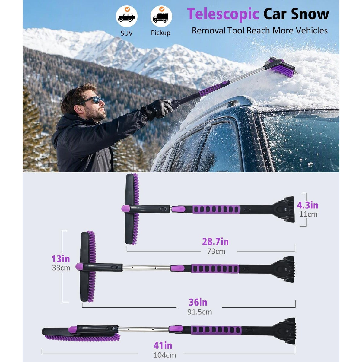 Extendable Snow Brush & Ice Scraper close-up