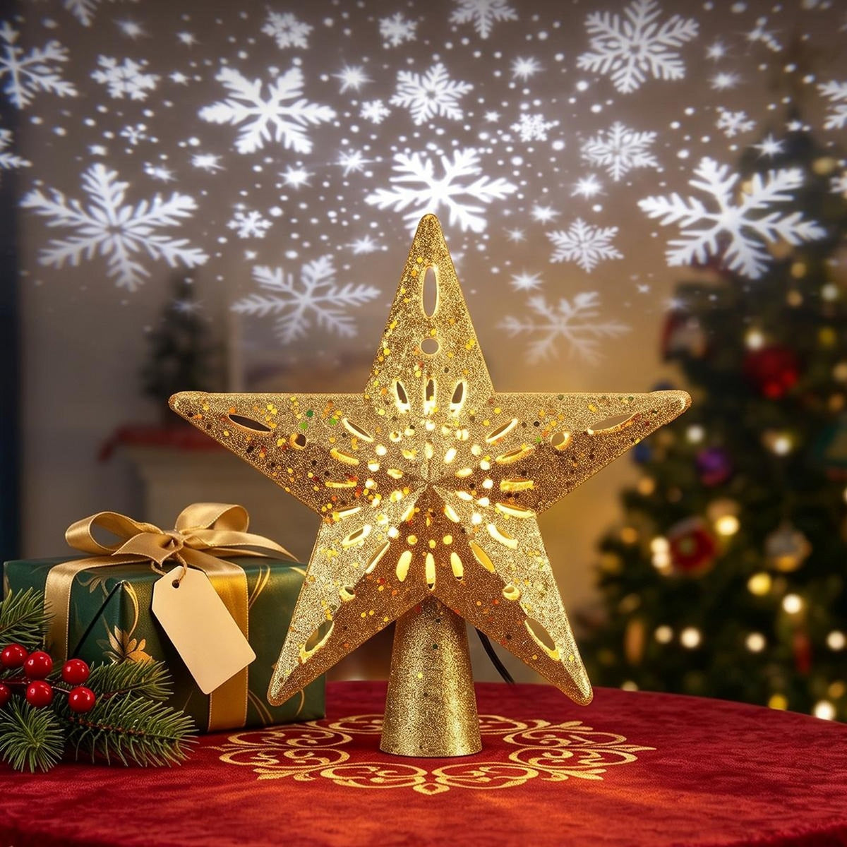 Snowflake Projector Tree Topper: key features
