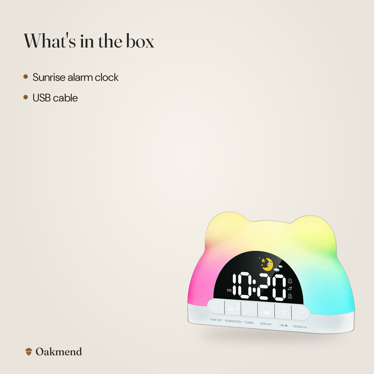 What's in the box: Sunrise Alarm Clock & Night Light (Bear)