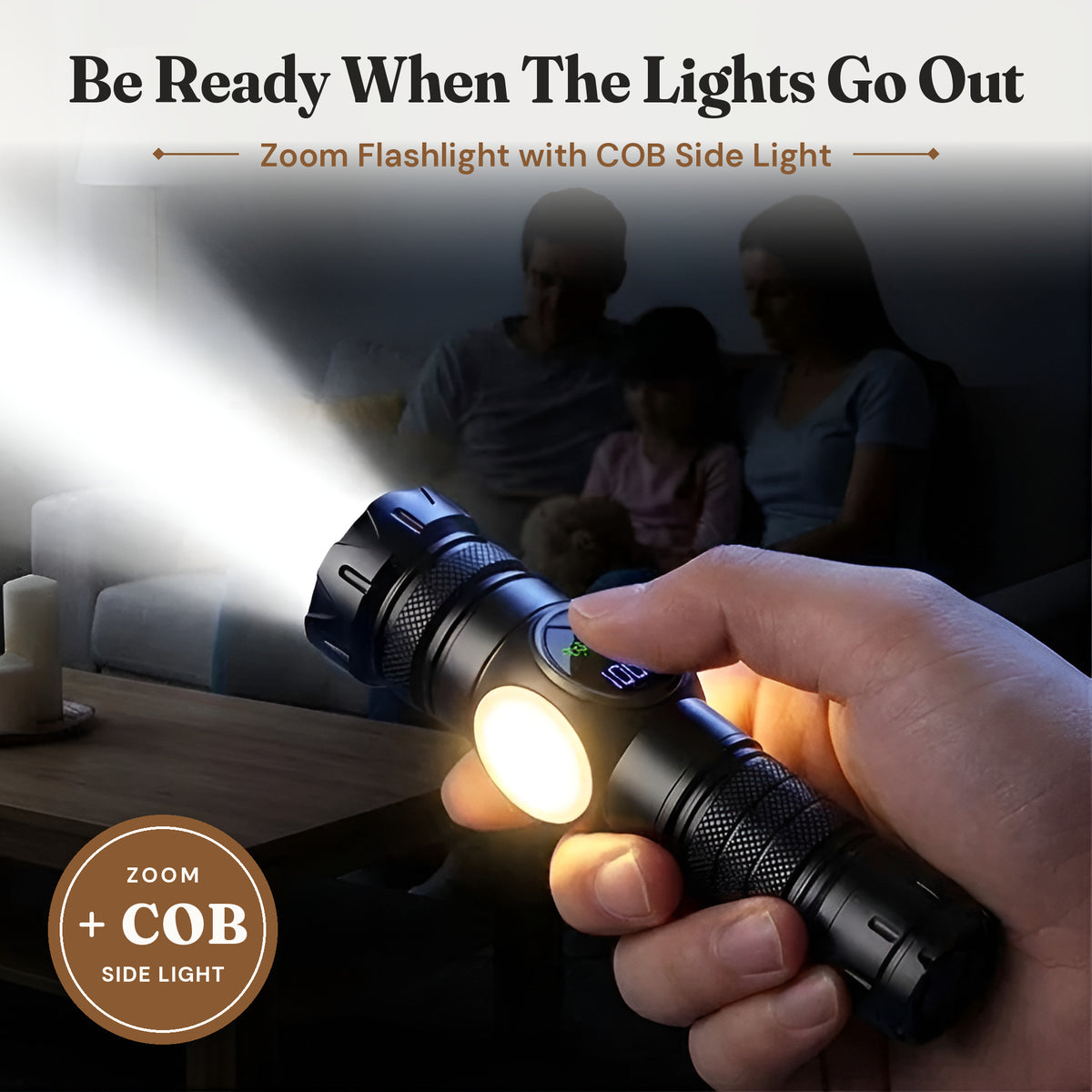 Survival Zoom Flashlight with COB Side Light