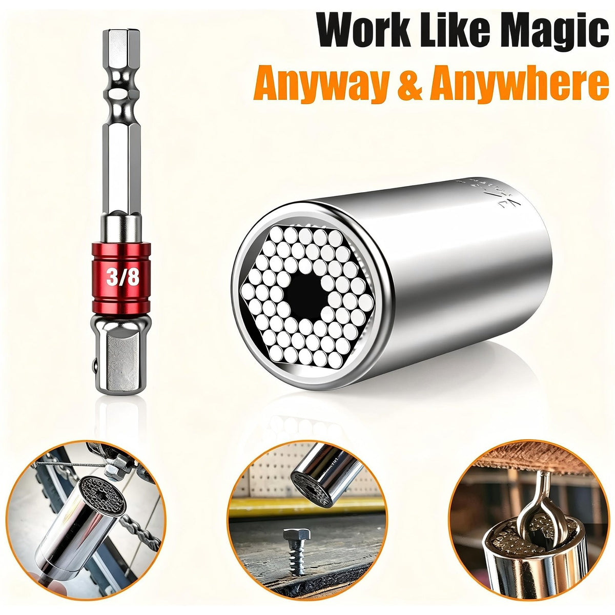Universal Socket & Ratchet Adapter Gift Set in use