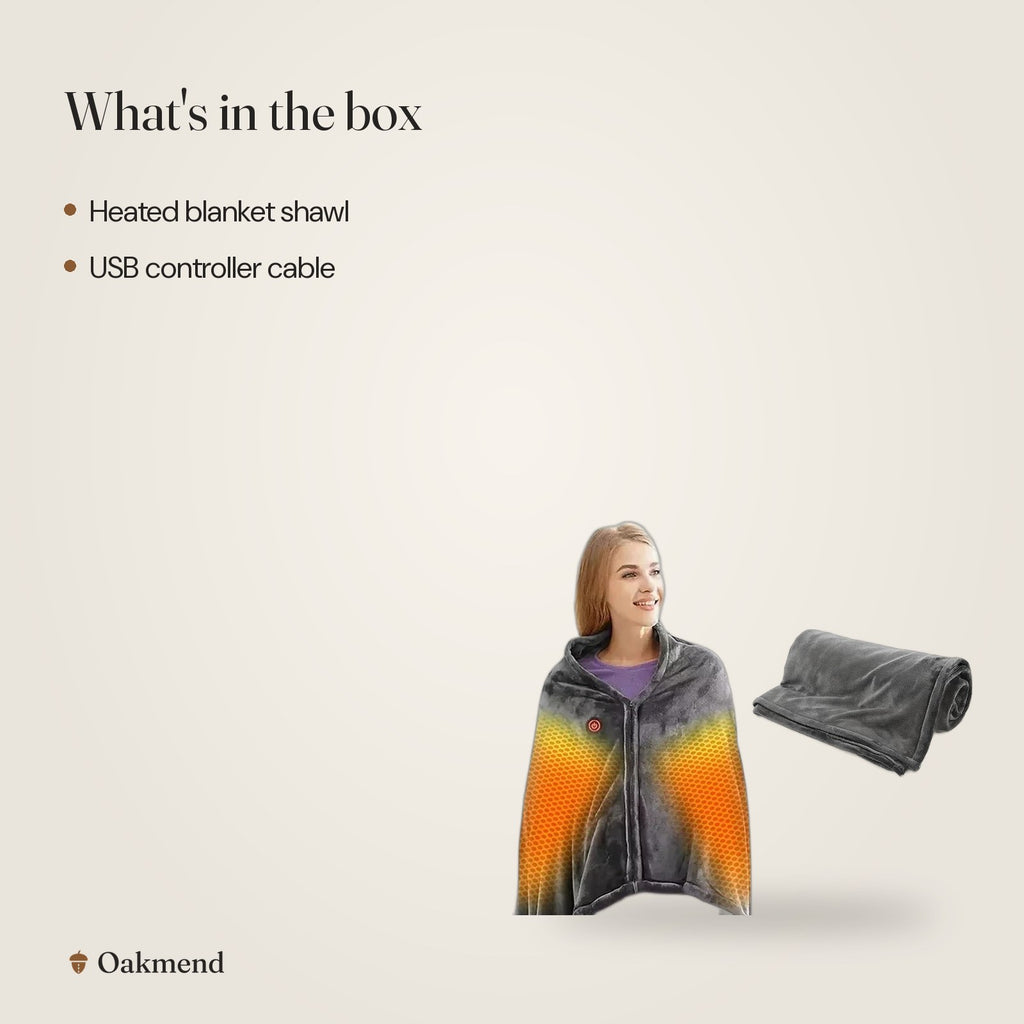 What's in the box: Wearable Heated Blanket Shawl (USB)