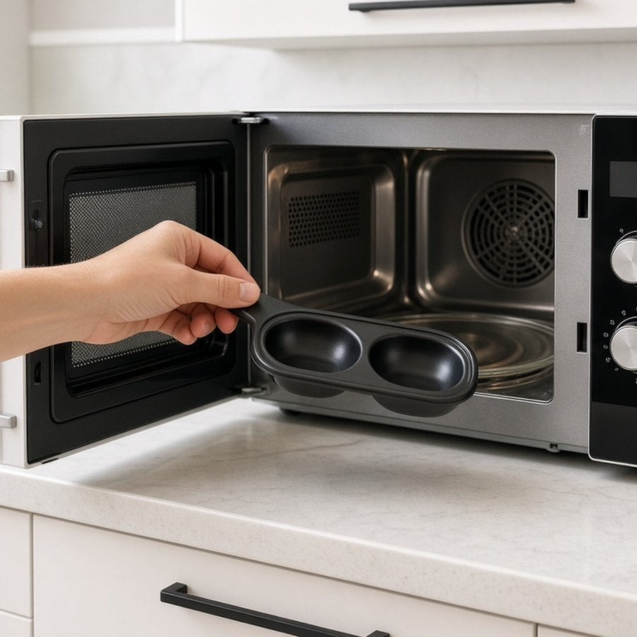 Microwave Egg Poacher in use